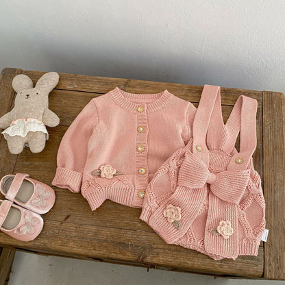 Flower Embroidered Knit Cardigan & Romper フラワー 刺繍 ニット カーディガン ロンパース【mh0012403】 mamahalo shop