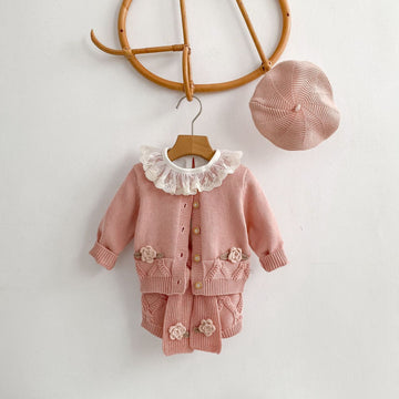 Flower Embroidered Knit Cardigan & Romper フラワー 刺繍 ニット カーディガン ロンパース【mh0012403】 mamahalo shop