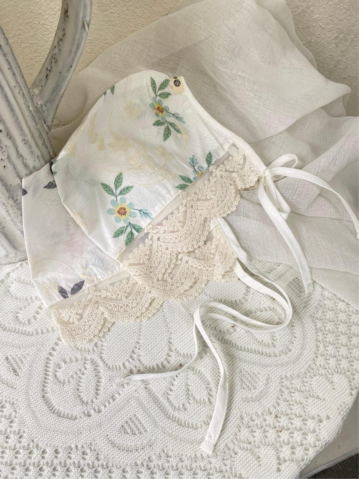 Flower Embroidered Romper with Bonnet 花柄 刺繍 ロンパース ボンネット【mh0012670】 BBAMMA 長袖ロンパース
