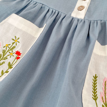 Flower Embroidery Pinafore Dress フラワー刺繍 ジャンパースカート【mh0012481】 Engepapa ノースリーブワンピース
