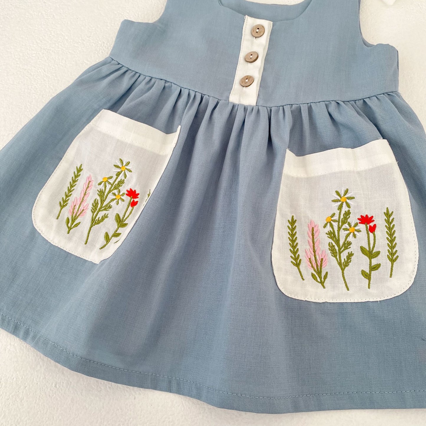 Flower Embroidery Pinafore Dress フラワー刺繍 ジャンパースカート【mh0012481】 Engepapa ノースリーブワンピース