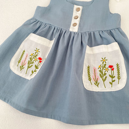 Flower Embroidery Pinafore Dress フラワー刺繍 ジャンパースカート【mh0012481】 Engepapa ノースリーブワンピース