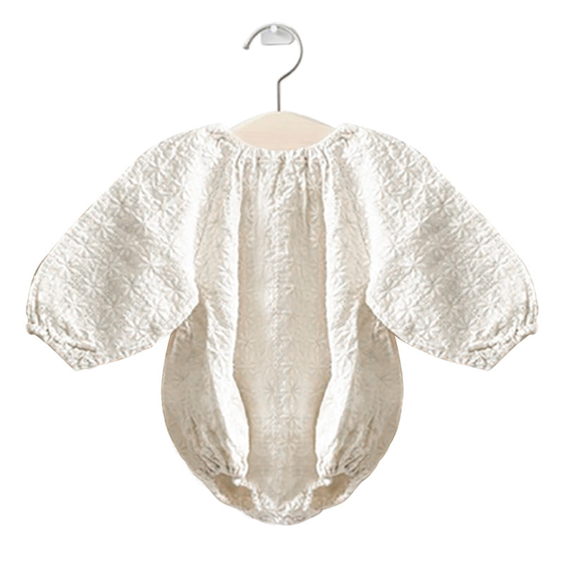 Flower Embroidery Romper フラワー刺繍ロンパース【mh0000064】 BBAMMA 長袖ロンパース