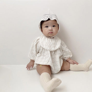 Flower Embroidery Romper フラワー刺繍ロンパース【mh0000064】 Beige / 66cm BBAMMA 長袖ロンパース
