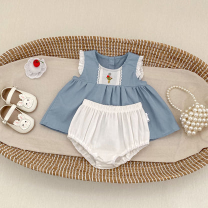 Flower Embroidery Top & Bloomers Set フラワー刺繍 トップス ブルマセット【mh0012486】 Engepapa ノースリーブセットアップ