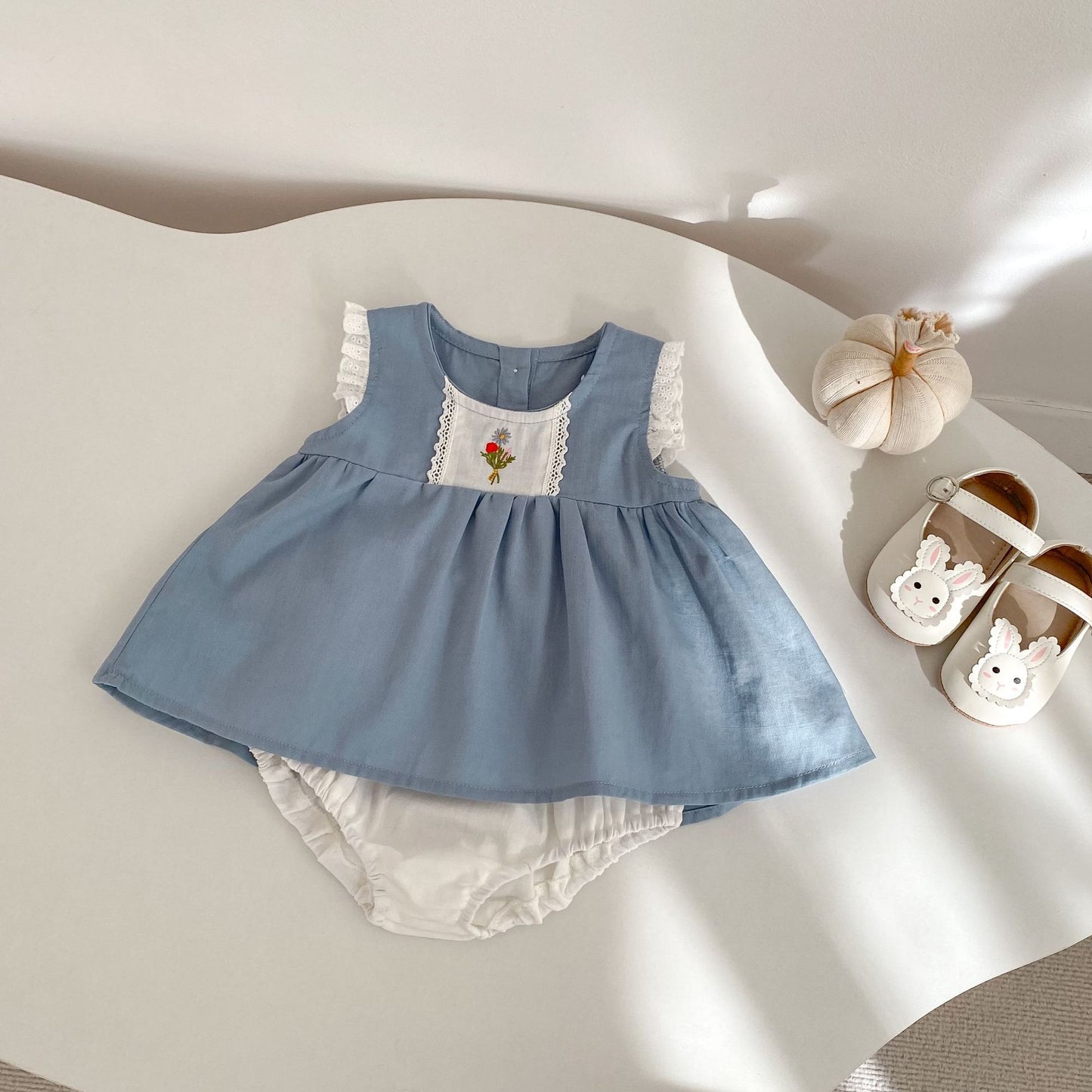 Flower Embroidery Top & Bloomers Set フラワー刺繍 トップス ブルマセット【mh0012486】 Engepapa ノースリーブセットアップ