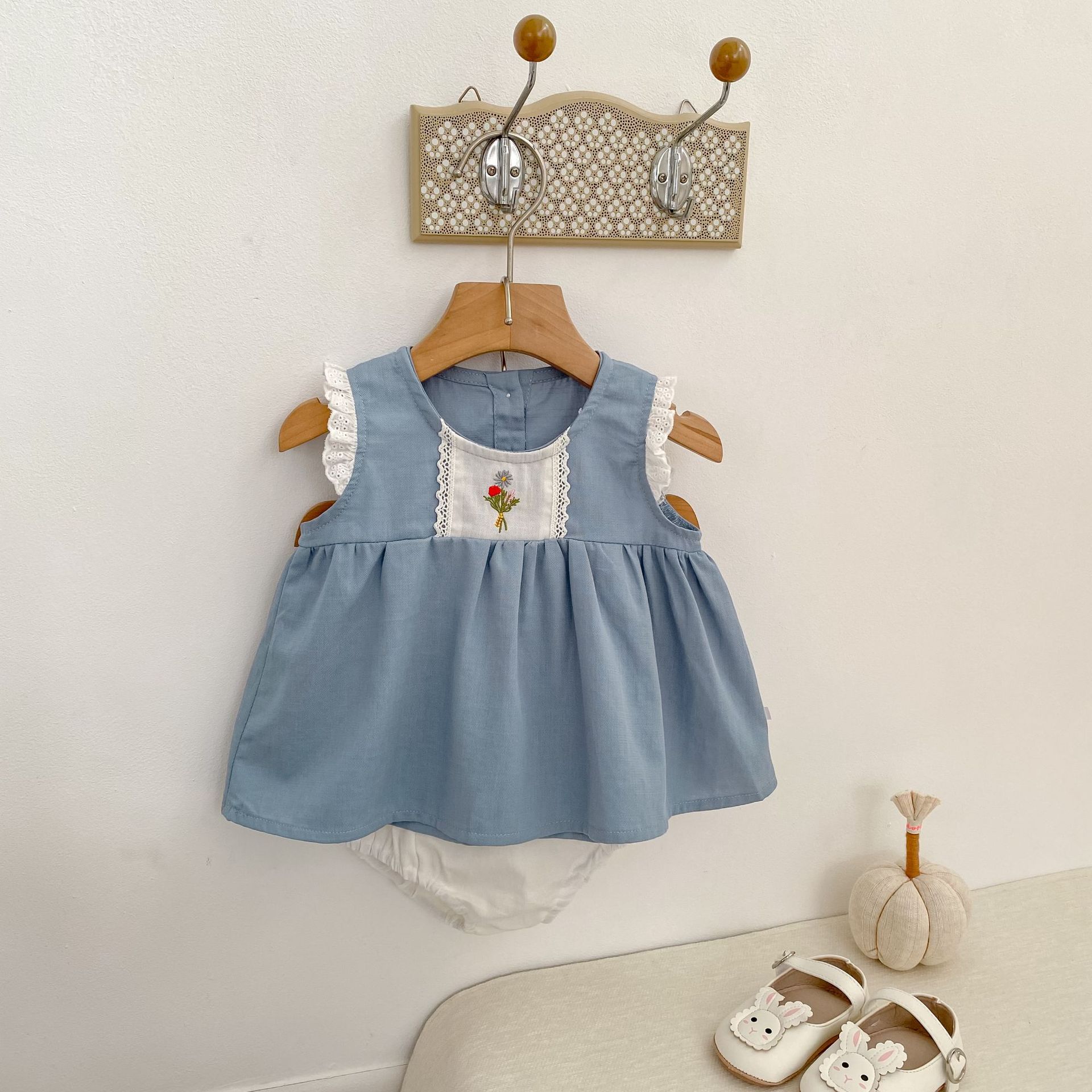 Flower Embroidery Top & Bloomers Set フラワー刺繍 トップス ブルマセット【mh0012486】 Engepapa ノースリーブセットアップ