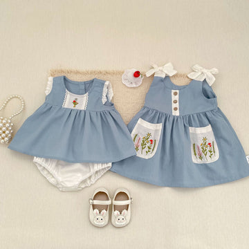 Flower Embroidery Top & Bloomers Set フラワー刺繍 トップス ブルマセット【mh0012486】 Engepapa ノースリーブセットアップ