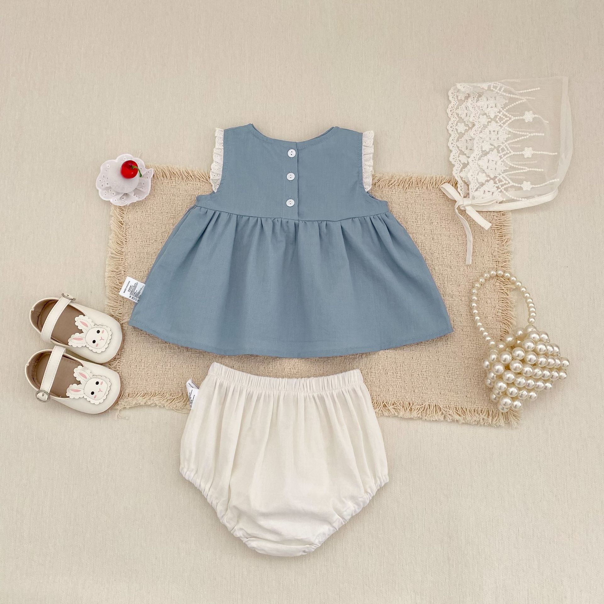 Flower Embroidery Top & Bloomers Set フラワー刺繍 トップス ブルマセット【mh0012486】 Engepapa ノースリーブセットアップ