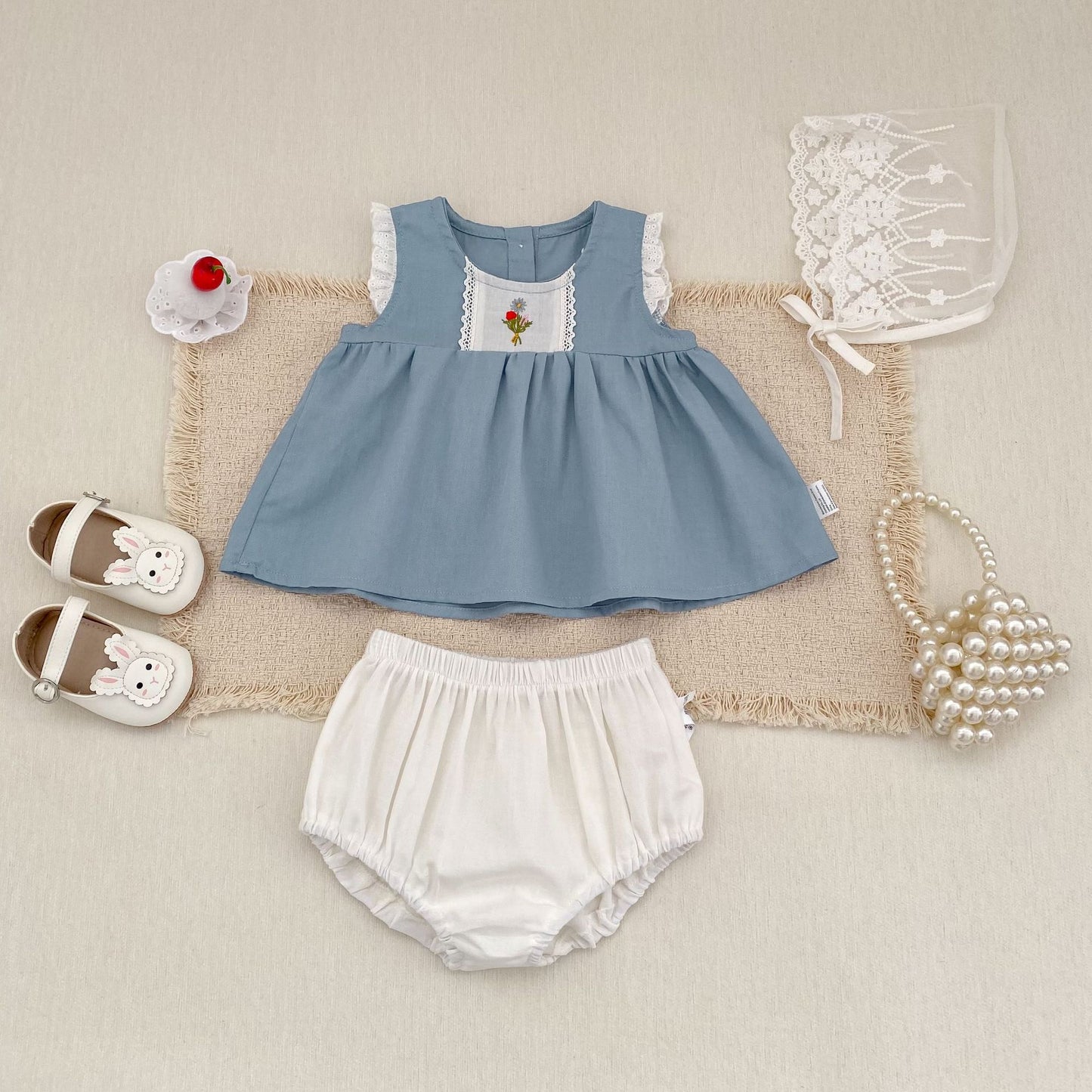 Flower Embroidery Top & Bloomers Set フラワー刺繍 トップス ブルマセット【mh0012486】 Engepapa ノースリーブセットアップ