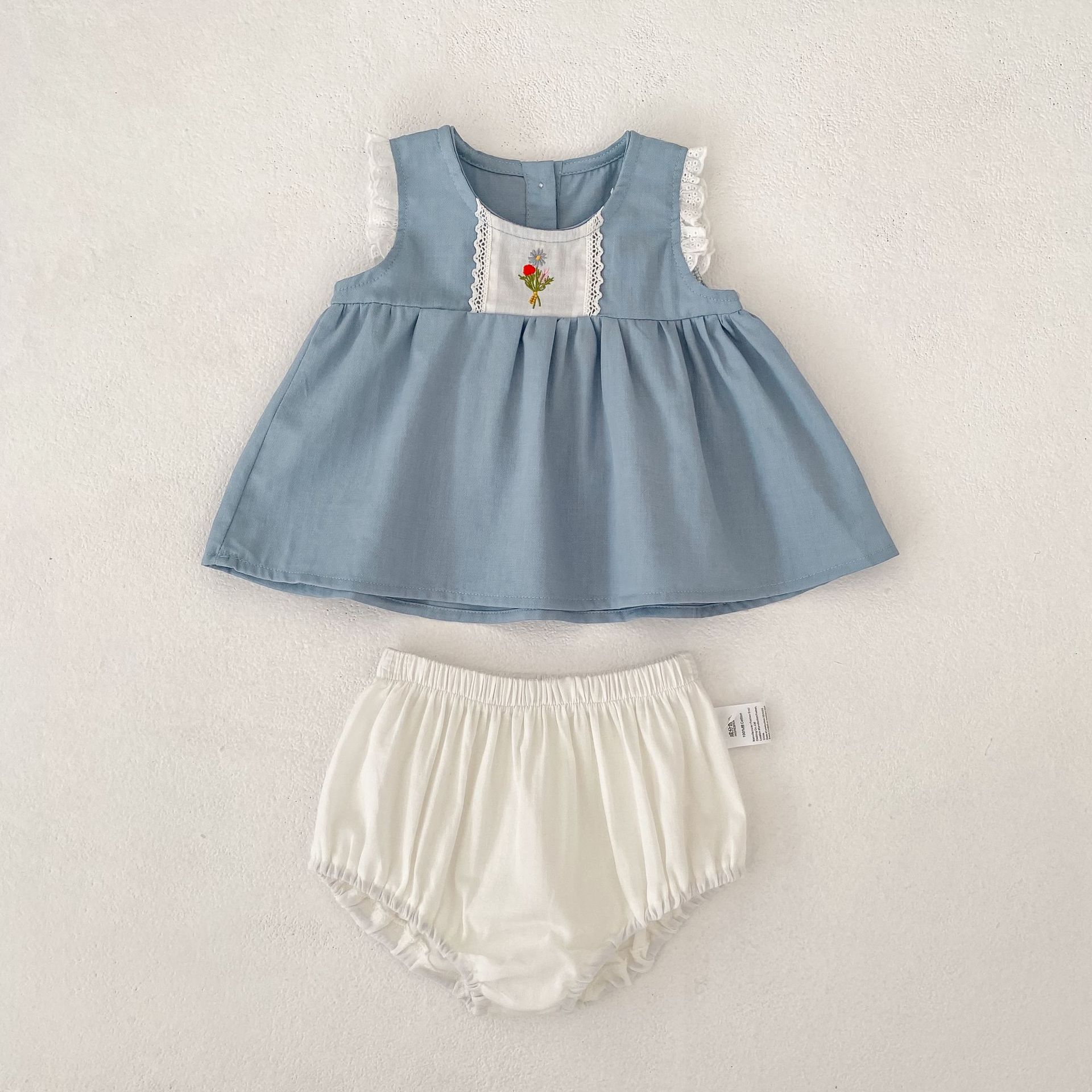 Flower Embroidery Top & Bloomers Set フラワー刺繍 トップス ブルマセット【mh0012486】 Suit / 73cm Engepapa ノースリーブセットアップ
