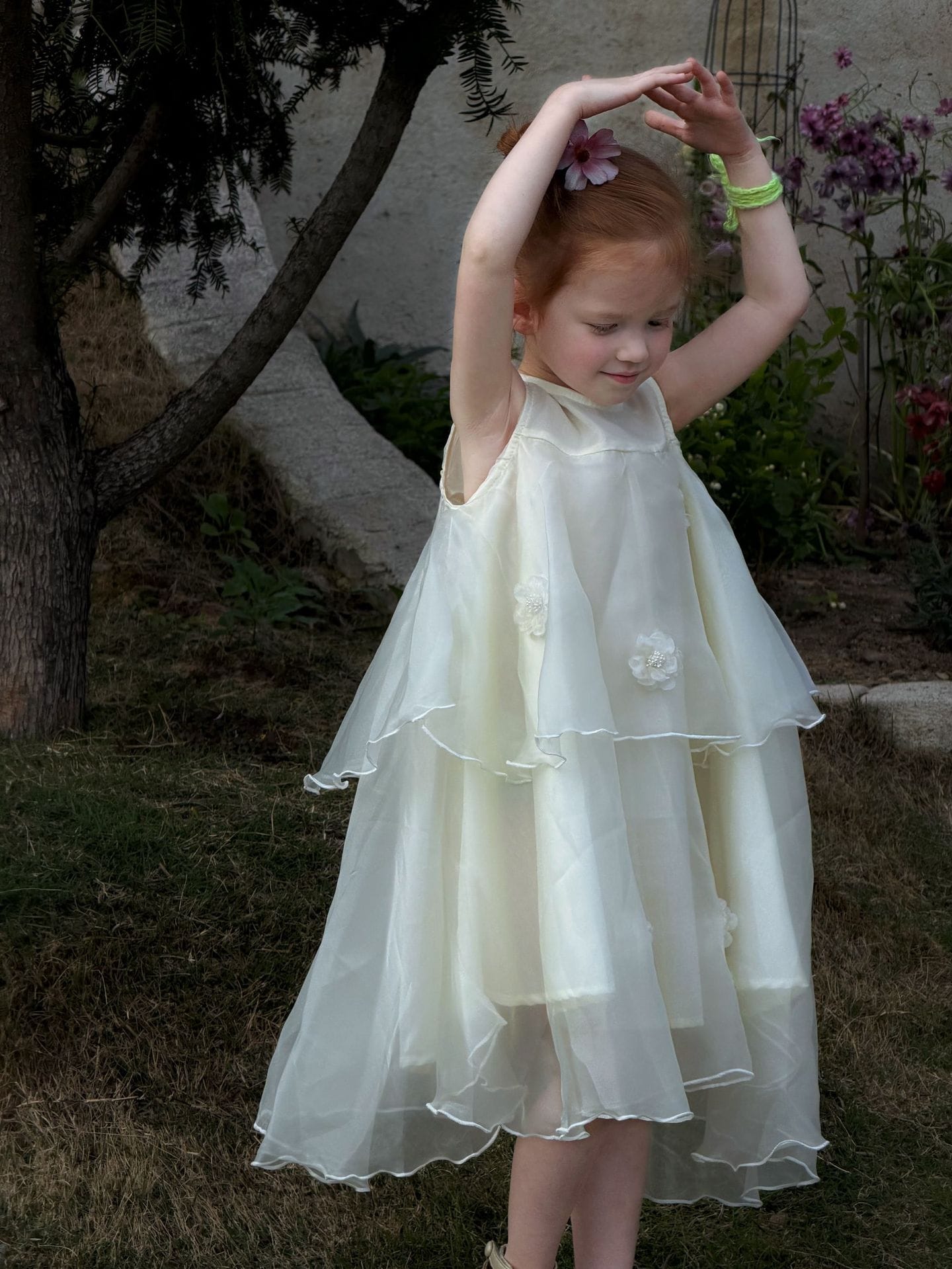 Flower Gauze Dress ティアード ノースリーブワンピース【mh0013060】 Jianzidan ノースリーブワンピース