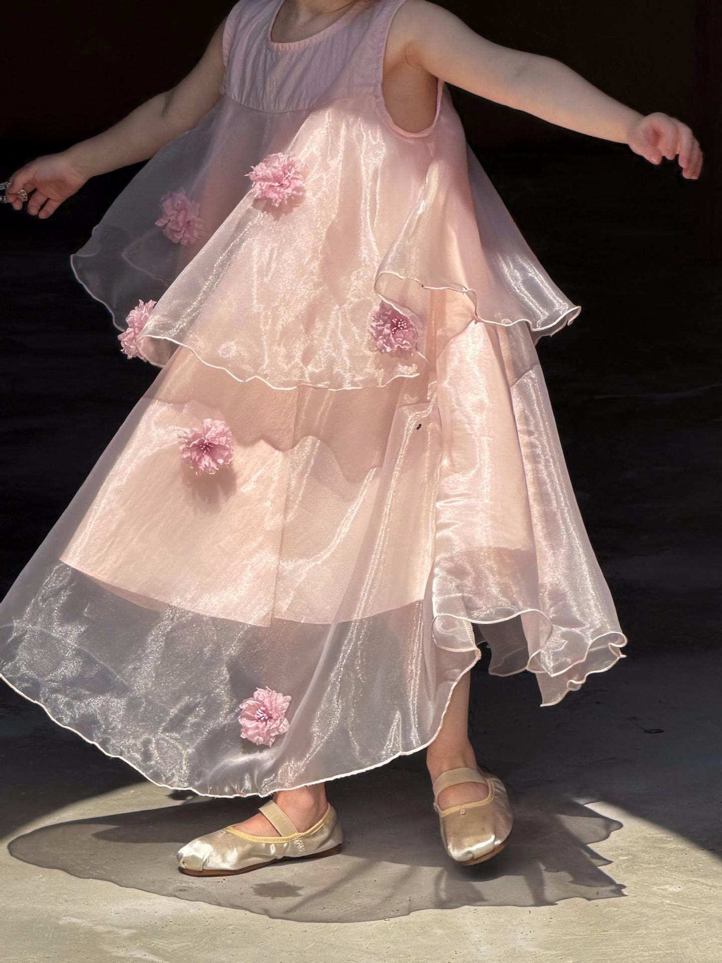 Flower Gauze Dress ティアード ノースリーブワンピース【mh0013060】 Jianzidan ノースリーブワンピース