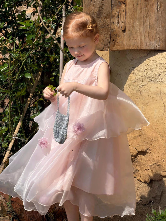 Flower Gauze Dress ティアード ノースリーブワンピース【mh0013060】 Pink / 90cm Jianzidan ノースリーブワンピース