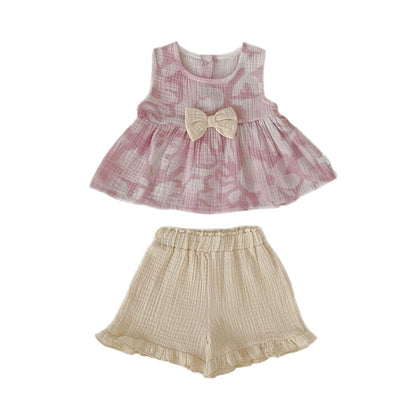 Flower Print Bow Set フラワー プリント リボン セットアップ【mh0012482】 Engepapa ノースリーブセットアップ