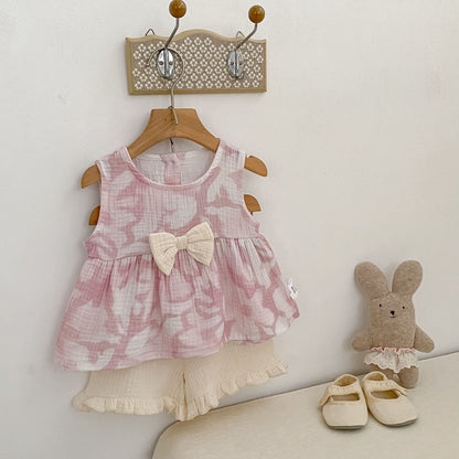 Flower Print Bow Set フラワー プリント リボン セットアップ【mh0012482】 Engepapa ノースリーブセットアップ