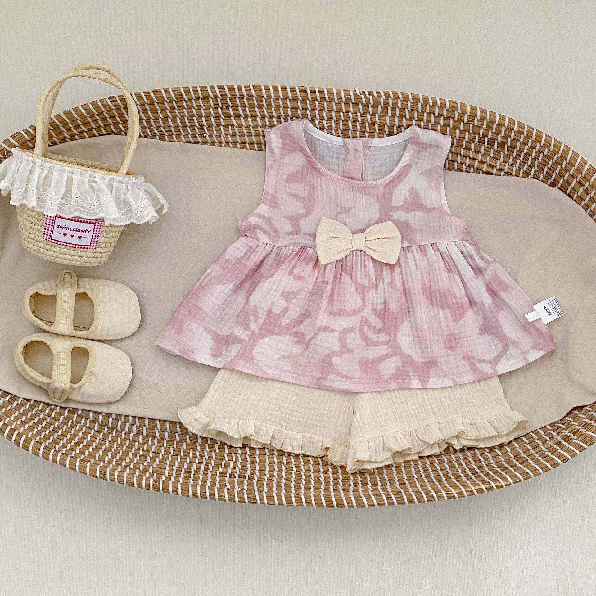 Flower Print Bow Set フラワー プリント リボン セットアップ【mh0012482】 Engepapa ノースリーブセットアップ