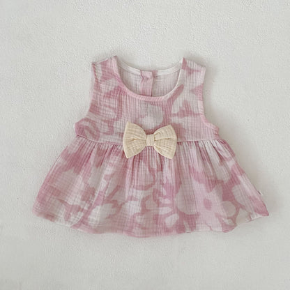 Flower Print Bow Set フラワー プリント リボン セットアップ【mh0012482】 Engepapa ノースリーブセットアップ