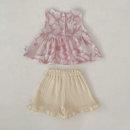 Flower Print Bow Set フラワー プリント リボン セットアップ【mh0012482】 Engepapa ノースリーブセットアップ