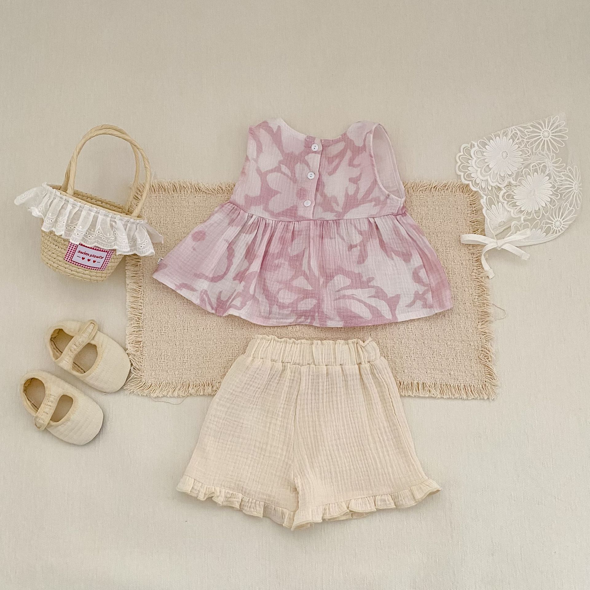 Flower Print Bow Set フラワー プリント リボン セットアップ【mh0012482】 Engepapa ノースリーブセットアップ
