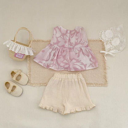 Flower Print Bow Set フラワー プリント リボン セットアップ【mh0012482】 Engepapa ノースリーブセットアップ