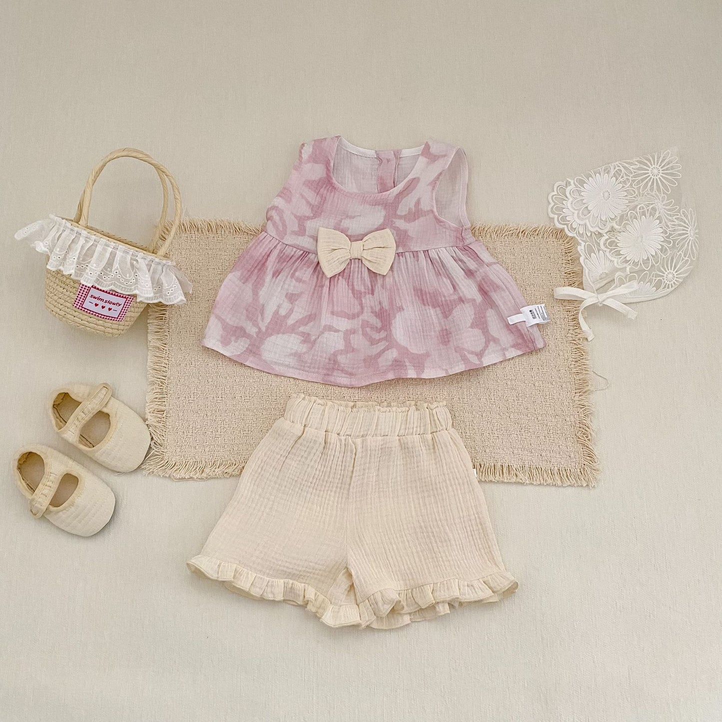 Flower Print Bow Set フラワー プリント リボン セットアップ【mh0012482】 Engepapa ノースリーブセットアップ