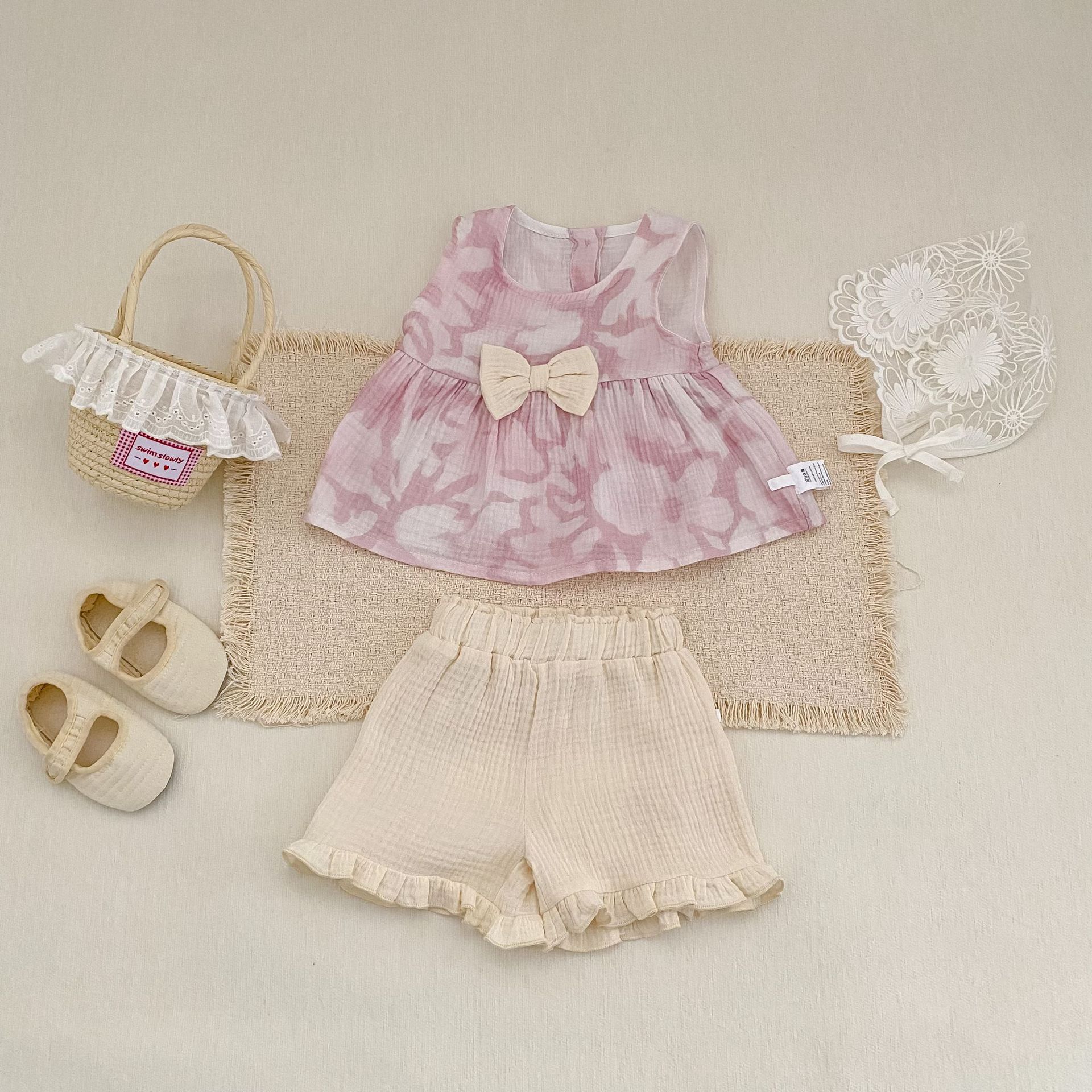 Flower Print Bow Set フラワー プリント リボン セットアップ【mh0012482】 Engepapa ノースリーブセットアップ