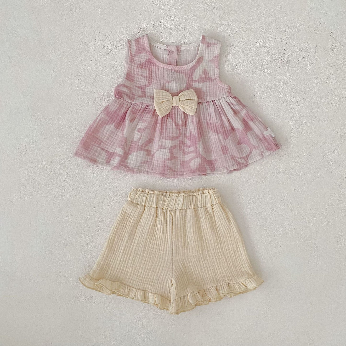 Flower Print Bow Set フラワー プリント リボン セットアップ【mh0012482】 Pink / 73cm Engepapa ノースリーブセットアップ