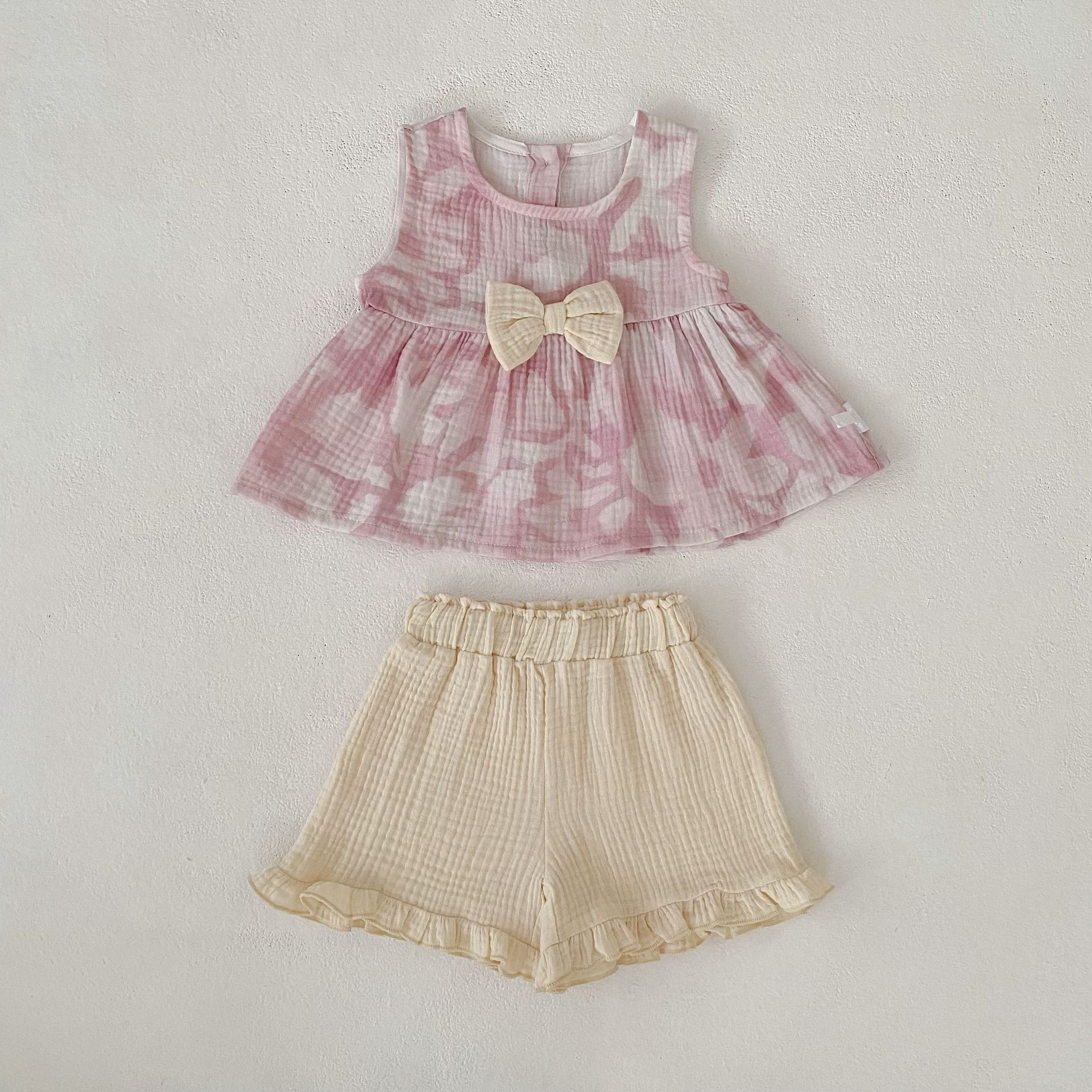 Flower Print Bow Set フラワー プリント リボン セットアップ【mh0012482】 Pink / 73cm Engepapa ノースリーブセットアップ