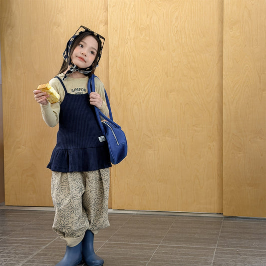 Flower Print Cotton Loose Trousers 花柄 コットン テーパードパンツ【mh0012455】 ADbaby ロングパンツ・スウェットパンツ