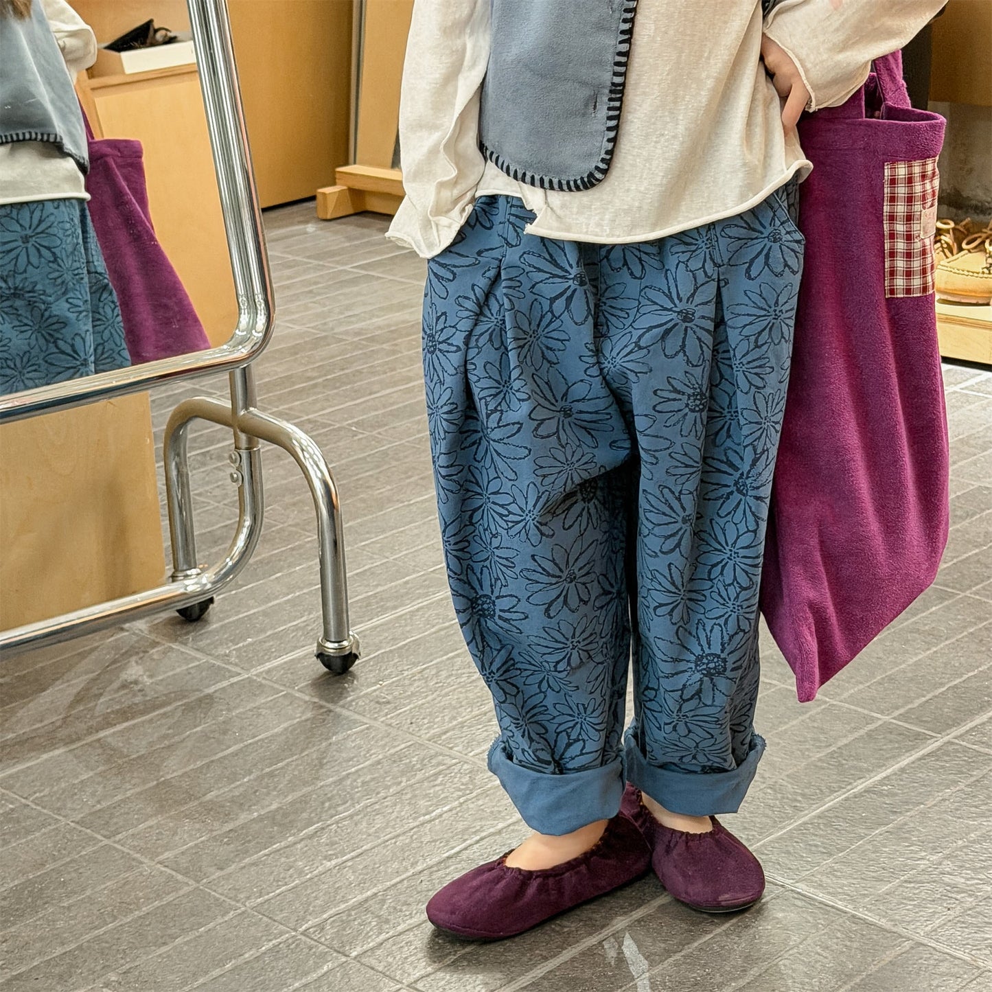 Flower Print Cotton Loose Trousers 花柄 コットン テーパードパンツ【mh0012455】 ADbaby ロングパンツ・スウェットパンツ