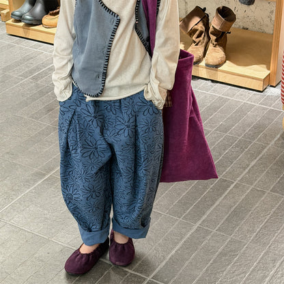 Flower Print Cotton Loose Trousers 花柄 コットン テーパードパンツ【mh0012455】 ADbaby ロングパンツ・スウェットパンツ