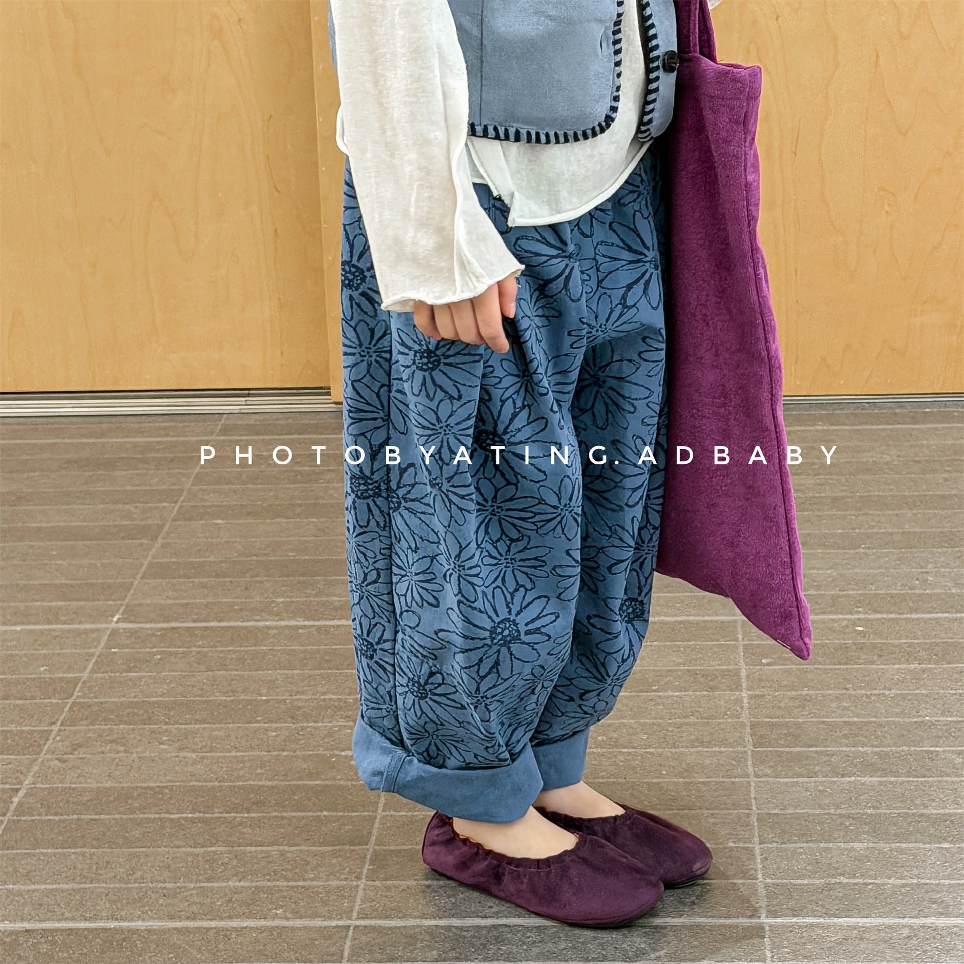 Flower Print Cotton Loose Trousers 花柄 コットン テーパードパンツ【mh0012455】 ADbaby ロングパンツ・スウェットパンツ