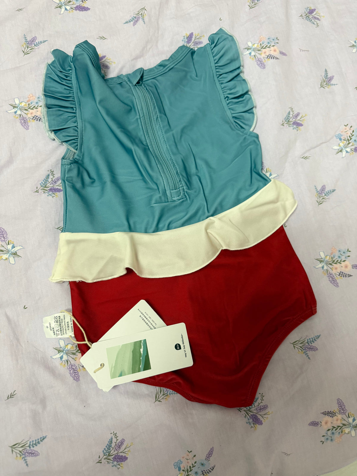 Flower Print Ruffle One-Piece Swimwear バイカラー ワンピース水着【mh0013337】 mamahalo kids ベビー用水着