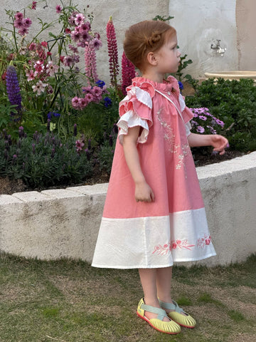 Flutter Sleeve Embroidered Dress ラッフルフリル 半袖ワンピース【mh0013049】 Jianzidan 半袖ワンピース