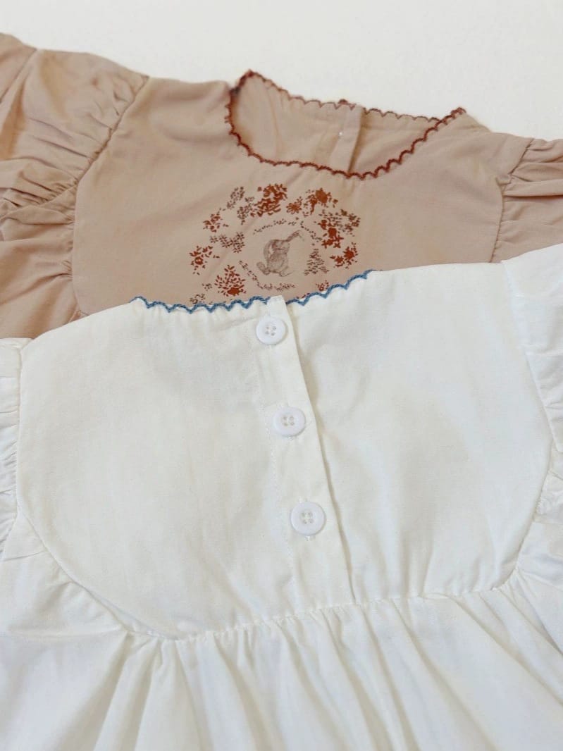 Fly-Sleeve Printed Cotton Romper ラッフル フリルスリーブロンパース【mh0013284】 yi nian ni 半袖ロンパース