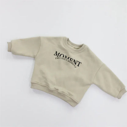 トレーナー・フーディ Apricot / 2T (90) キッズトップス レターロゴプリント裏フリース長袖スウェットトレーナー【mh0007981】