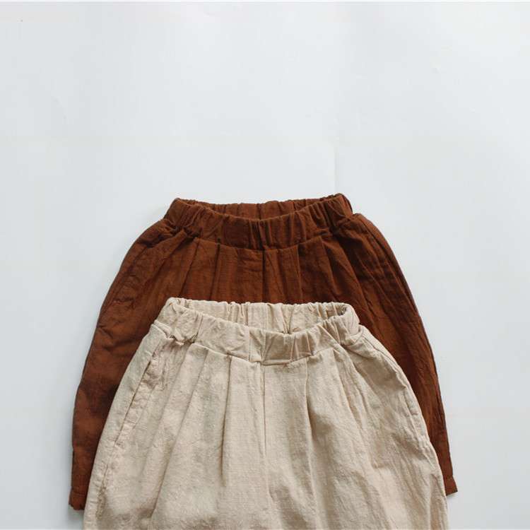 ハーフパンツ・ショートパンツ Cotton Linen Solid Loose Bloomers コットンリネン ルーズ かぼちゃパンツ【mh0012008】