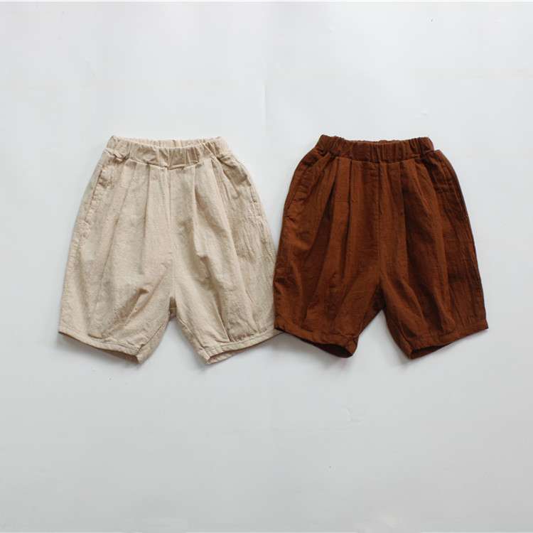 ハーフパンツ・ショートパンツ Cotton Linen Solid Loose Bloomers コットンリネン ルーズ かぼちゃパンツ【mh0012008】