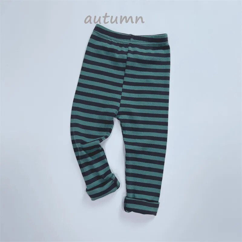 レギンスパンツ green pants / 80cm キッズ 長袖Tシャツ レギンスパンツ 単品 ボーダー シンプル ベーシック パープル グリーン ブラック コーヒー 4カラー ユニセックス 男の子 女の子 子供服【mh0002992】