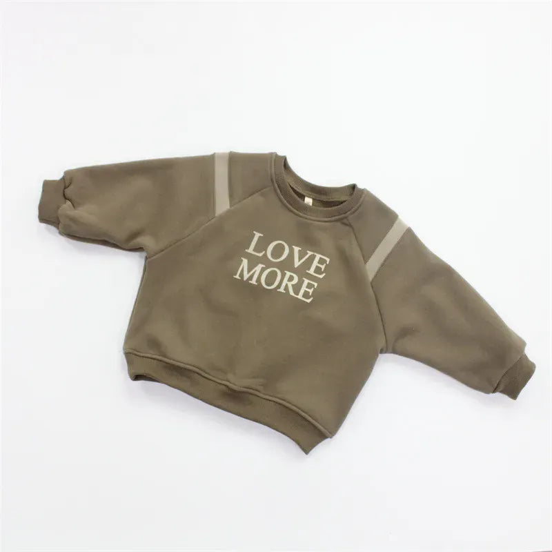 トレーナー・フーディ Khaki Green / 2T (90) / 取り寄せ（7〜21日） キッズトップス レターロゴプリント厚手長袖スウェットトレーナー【mh0007980】