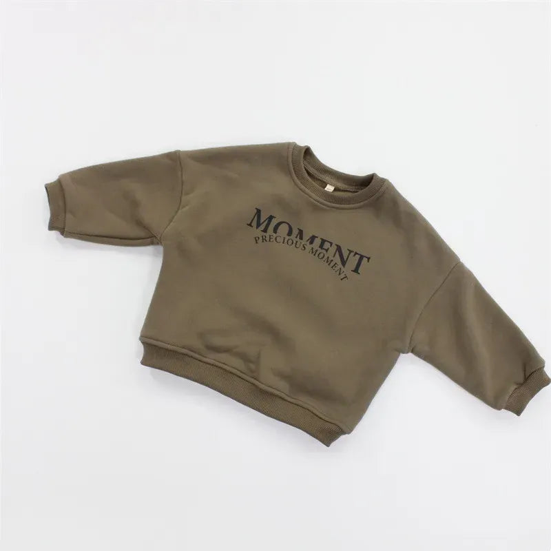 トレーナー・フーディ Khaki Green / 2T (90) キッズトップス レターロゴプリント裏フリース長袖スウェットトレーナー【mh0007981】