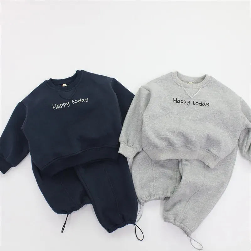 長袖セットアップ キッズトップス/パンツ レターロゴ長袖スウェットシャツ/ロングスウェットドロストパンツ【mh0007979】