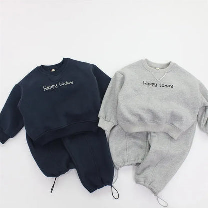 長袖セットアップ キッズトップス/パンツ レターロゴ長袖スウェットシャツ/ロングスウェットドロストパンツ【mh0007979】