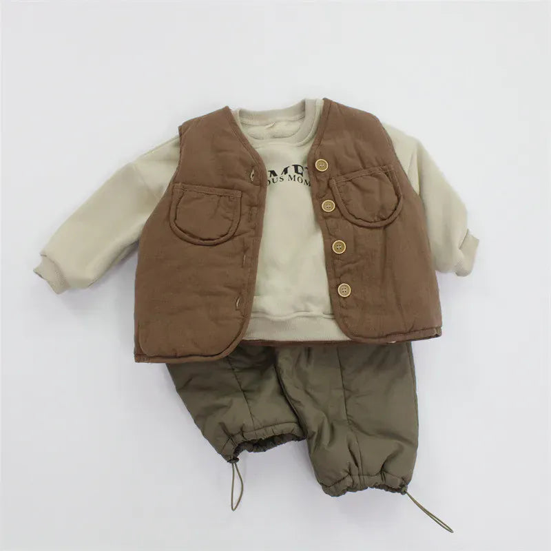 トレーナー・フーディ キッズトップス レターロゴプリント裏フリース長袖スウェットトレーナー【mh0007981】