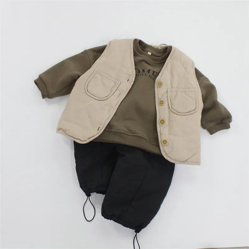 トレーナー・フーディ キッズトップス レターロゴプリント裏フリース長袖スウェットトレーナー【mh0007981】