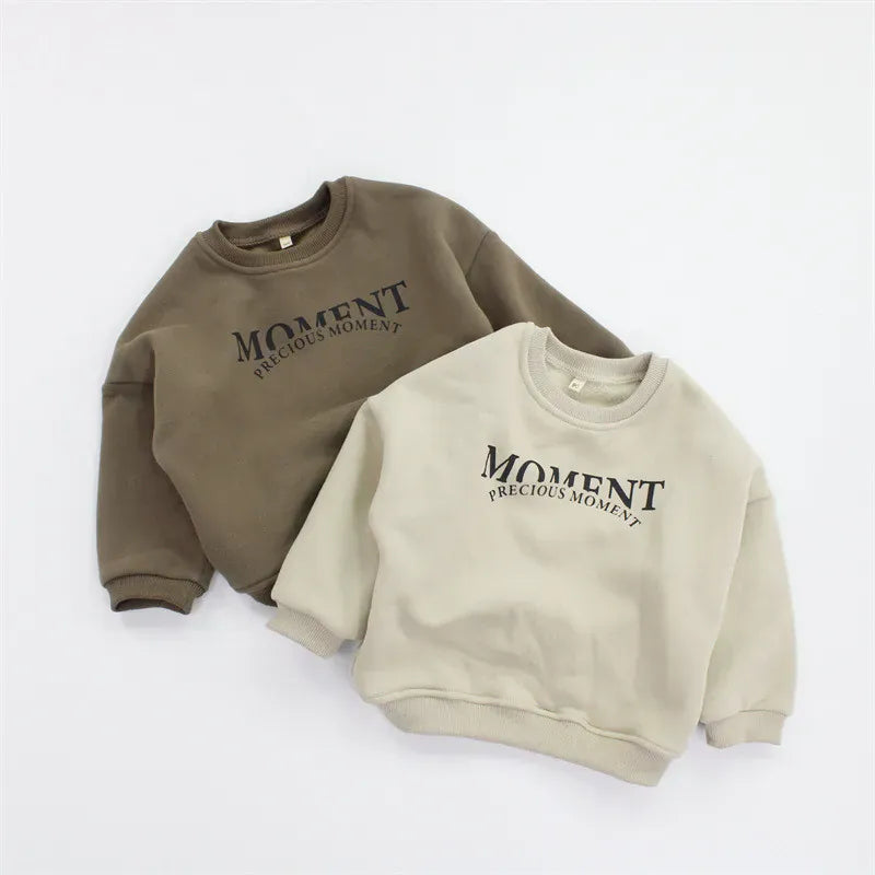 トレーナー・フーディ キッズトップス レターロゴプリント裏フリース長袖スウェットトレーナー【mh0007981】