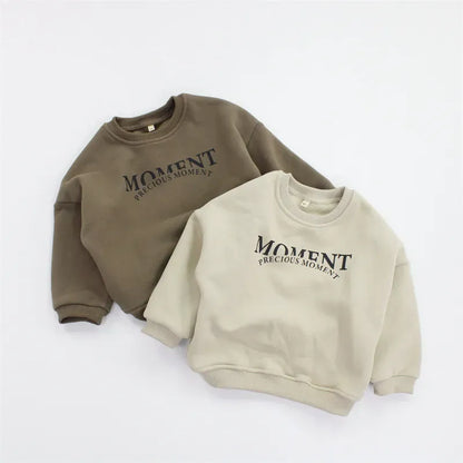 トレーナー・フーディ キッズトップス レターロゴプリント裏フリース長袖スウェットトレーナー【mh0007981】