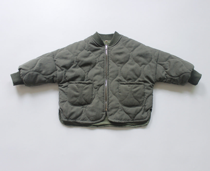 ショートコート・ジャケット・ジャンパー Padded Solid Color Zipper Jacket 中綿 パデッド ジップアップ ジャケット【mh0012252】