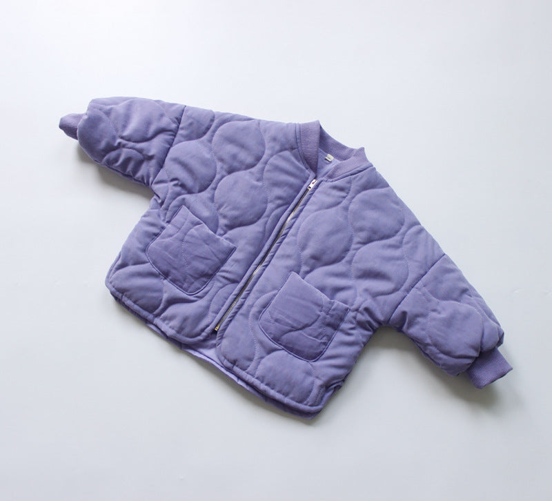 ショートコート・ジャケット・ジャンパー Padded Solid Color Zipper Jacket 中綿 パデッド ジップアップ ジャケット【mh0012252】